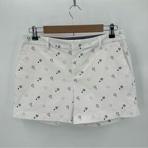 TOMMY HILFIGER Shorts Womens 6 White Star Print Chino Hollywood Stretch-read